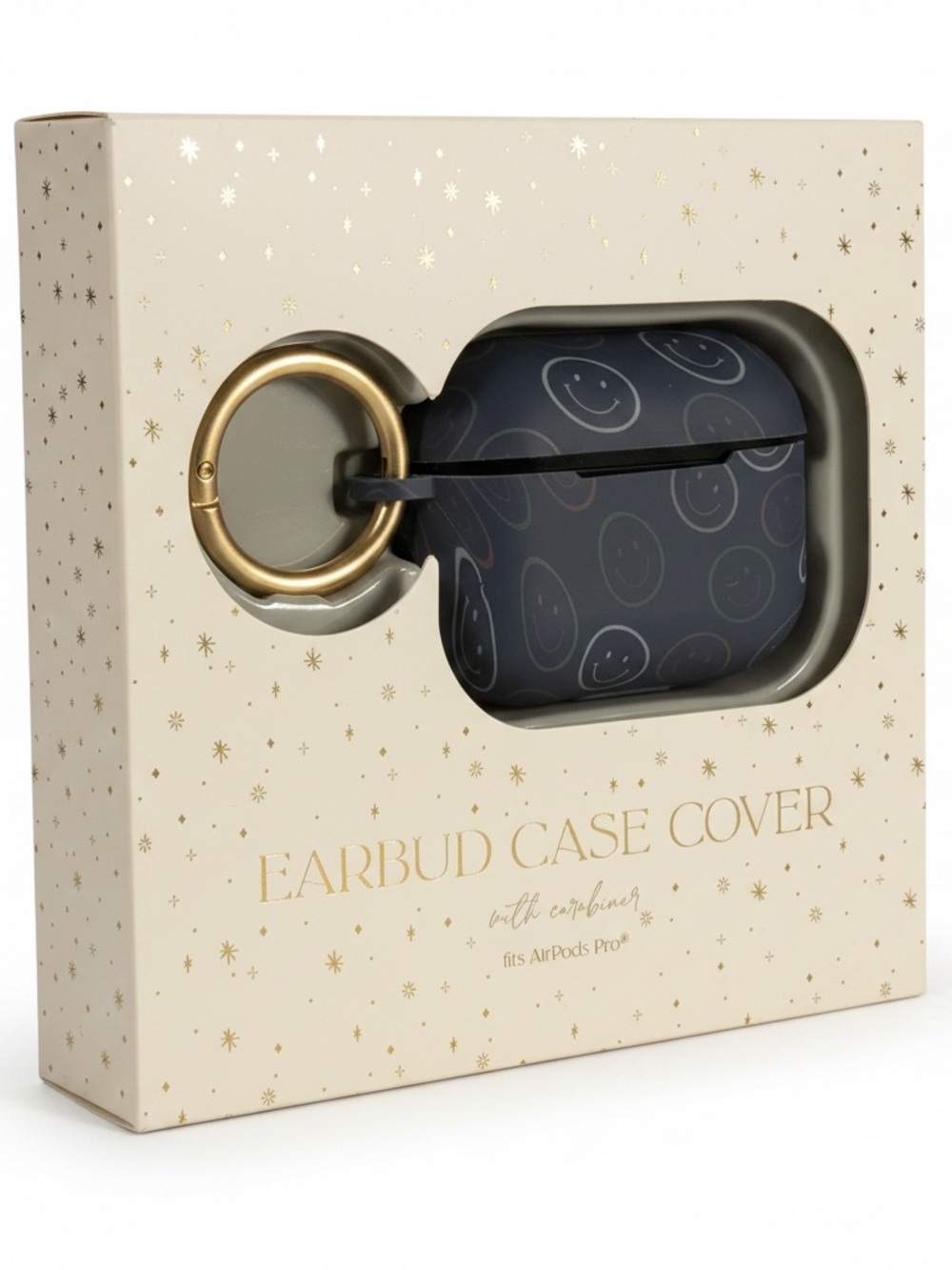 Smiley Print Earbud Case Cover for AirPods Pro – Navy+Gold